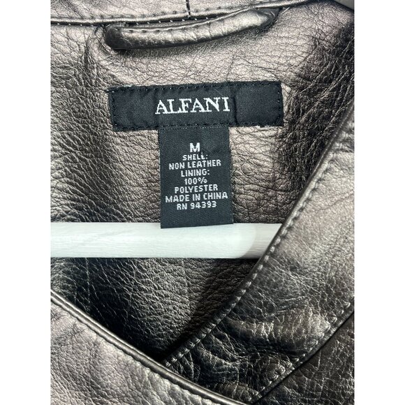Alfani Metallic Faux Leather Moto Jacket Size Medium - Picture 5 of 16